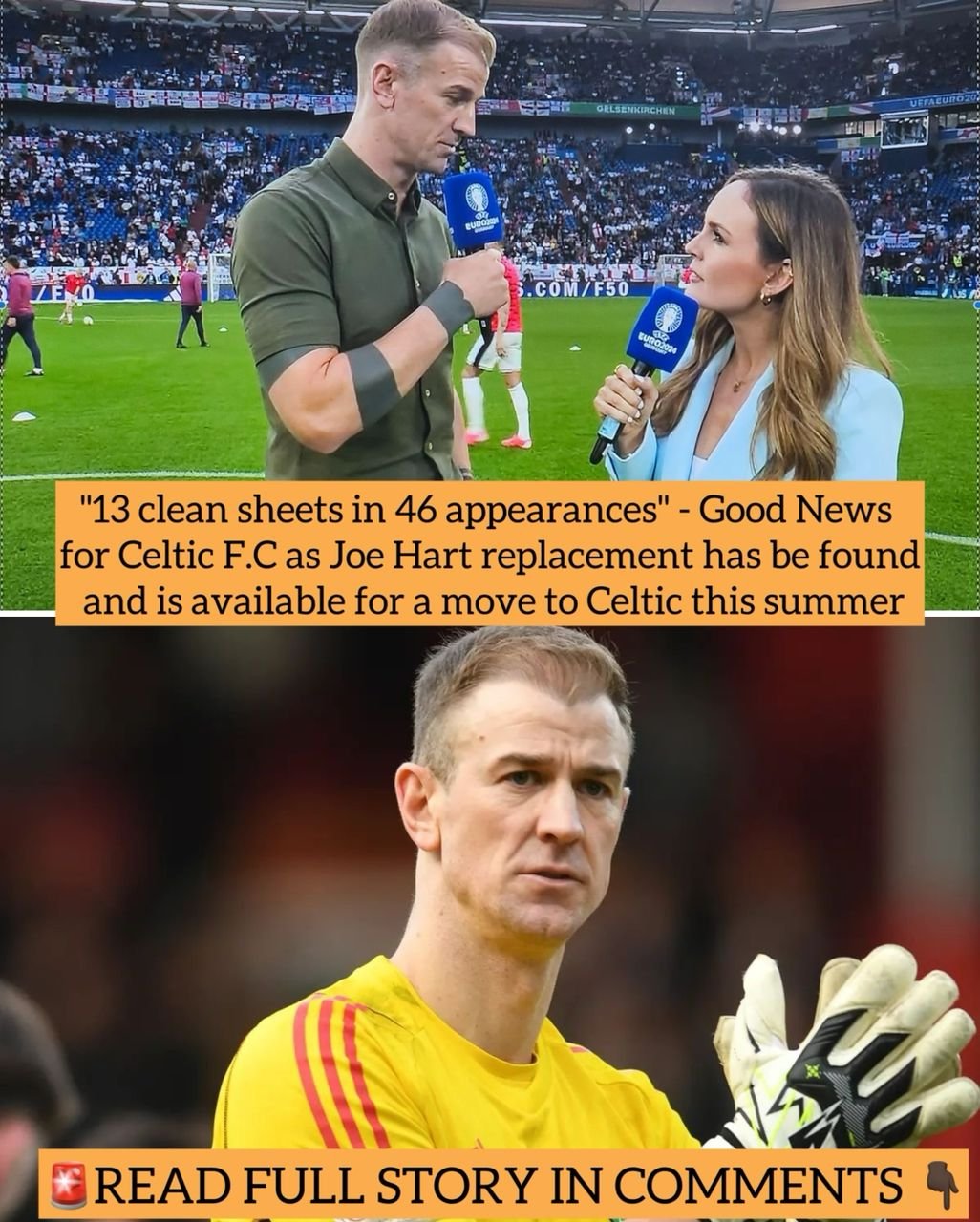 "13 clean sheets in 46 appearances" - Good News for Celtic F.C as Joe Hart replacement has be found and is available for a move to Celtic this summer