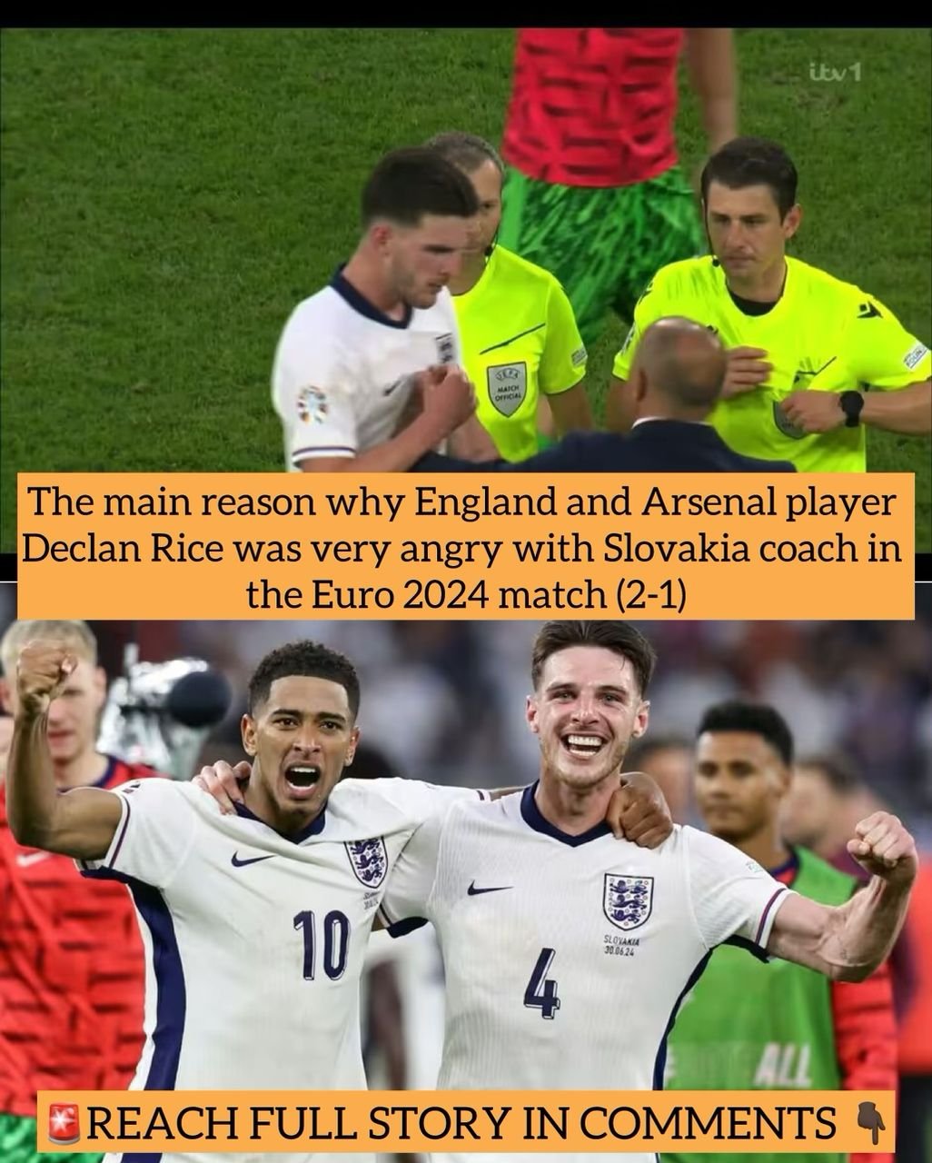 The main reason why England and Arsenal player Declan Rice was very angry with Slovakia coach in the Euro 2024 match (2-1)