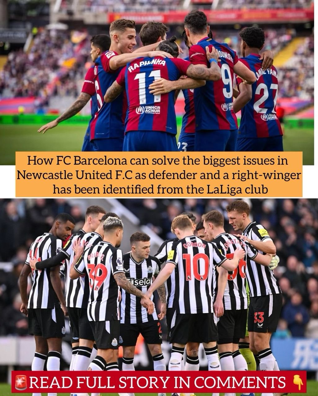 How FC Barcelona can solve the biggest issues in Newcastle United F.C as defender and a right-winger has been identified from the LaLiga club