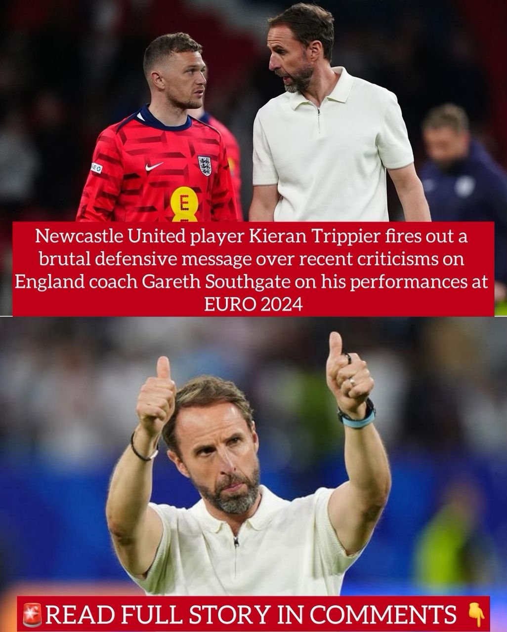 Newcastle United player Kieran Trippier fires out a brutal defensive message over recent criticisms on England coach Gareth Southgate on his performances at EURO 2024