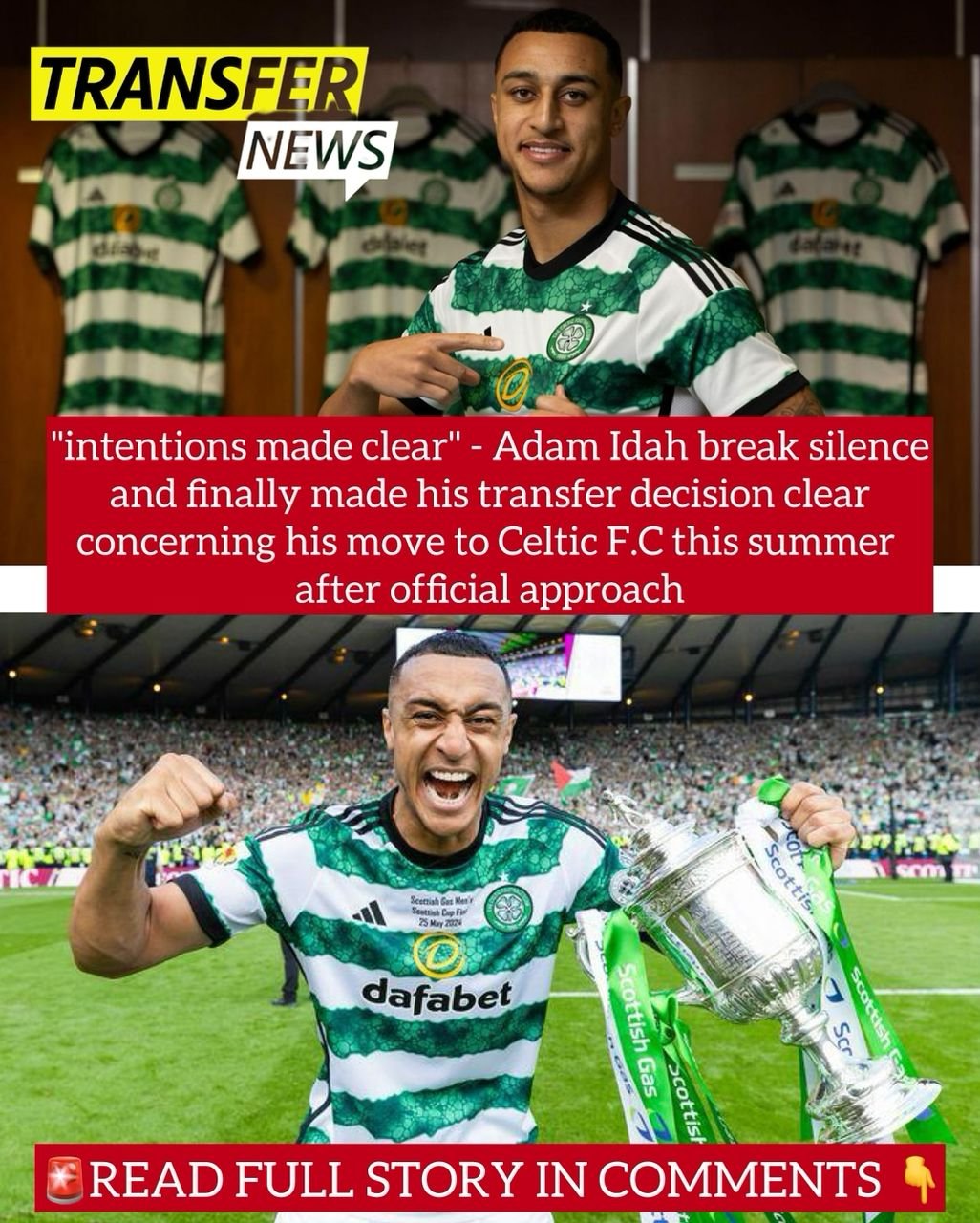 "intentions made clear" - Adam Idah break silence and finally made his transfer decision clear concerning his move to Celtic F.C this summer after official approach