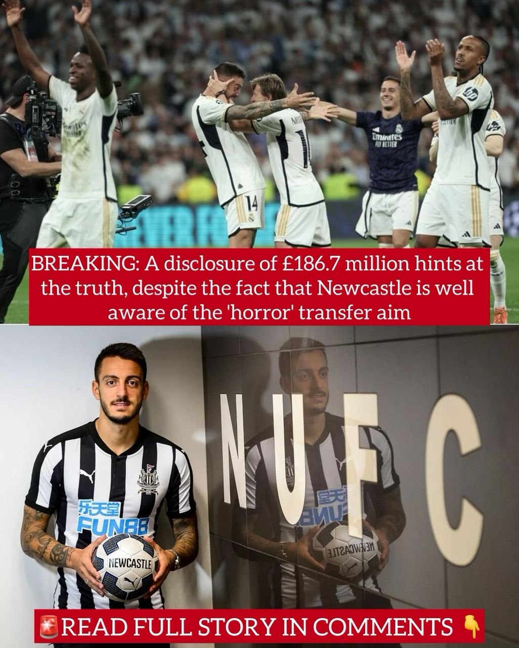 BREAKING: A disclosure of £186.7 million hints at the truth, despite the fact that Newcastle is well aware of the 'horror' transfer aim