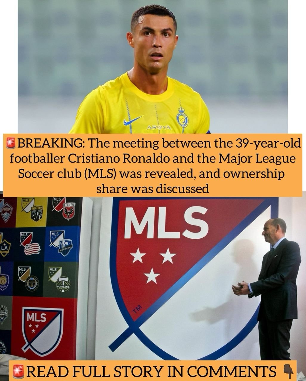 BREAKING: The meeting between the 39-year-old footballer Cristiano Ronaldo and the Major League Soccer club (MLS) was revealed, and ownership share was discussed