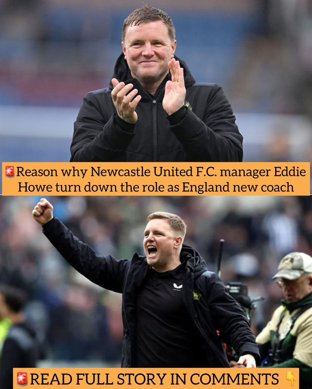 Reason why Newcastle United F.C. manager Eddie Howe turn down the role as England new coach