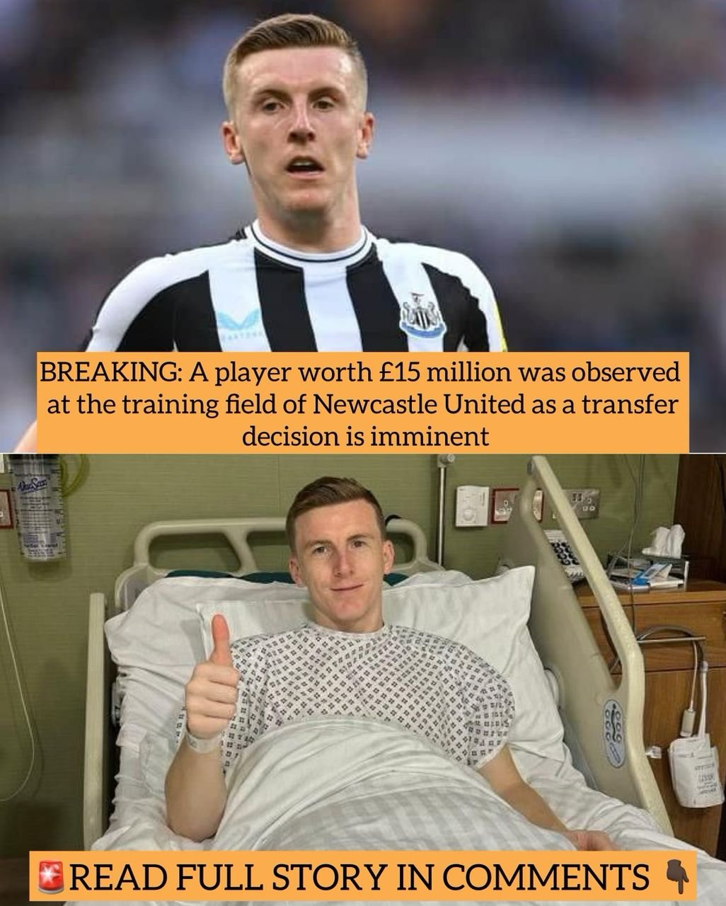 BREAKING: A player worth £15 million was observed at the training field of Newcastle United as a transfer decision is imminent