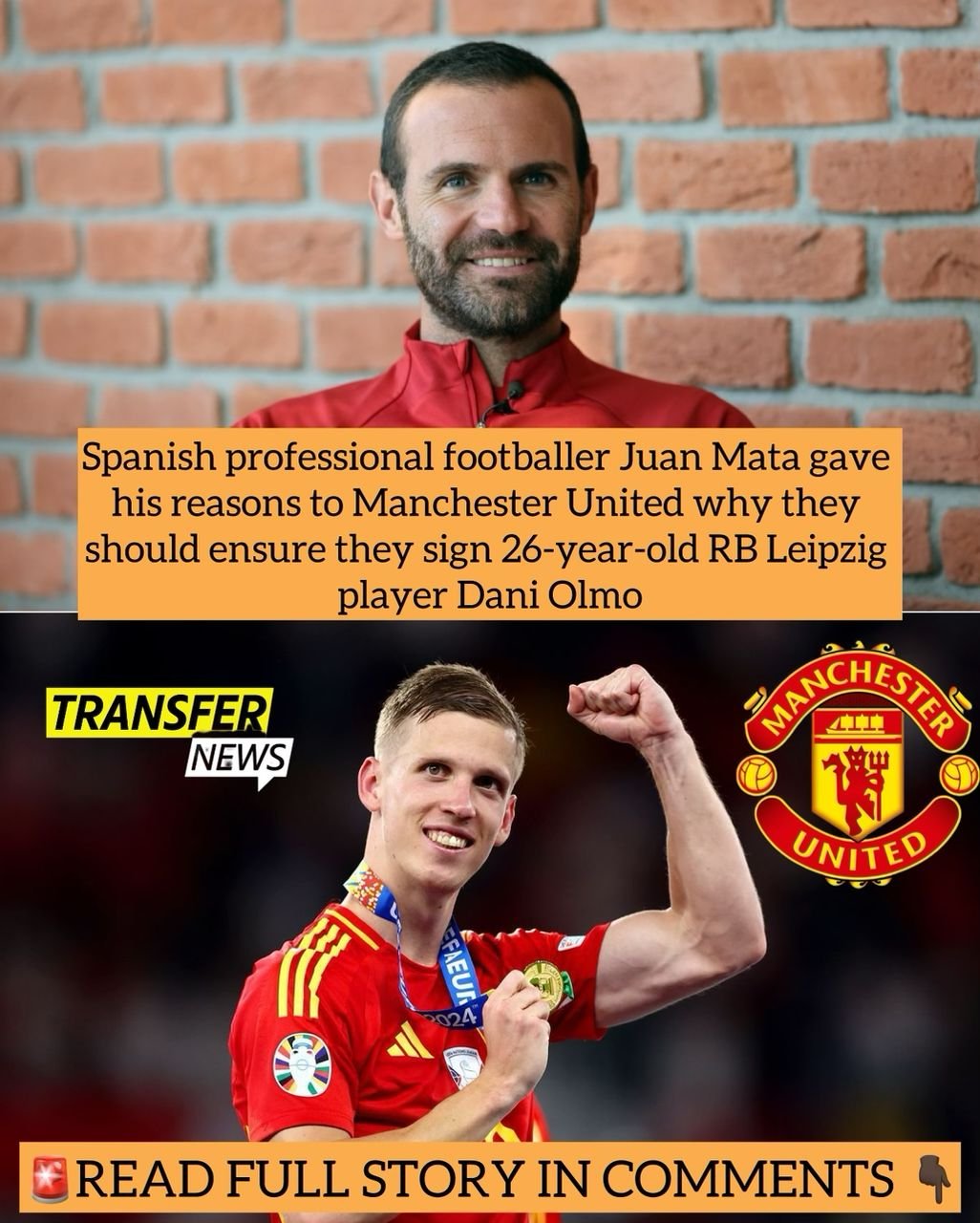 Spanish professional footballer Juan Mata gave his reasons to Manchester United why they should ensure they sign 26-year-old RB Leipzig player Dani Olmo