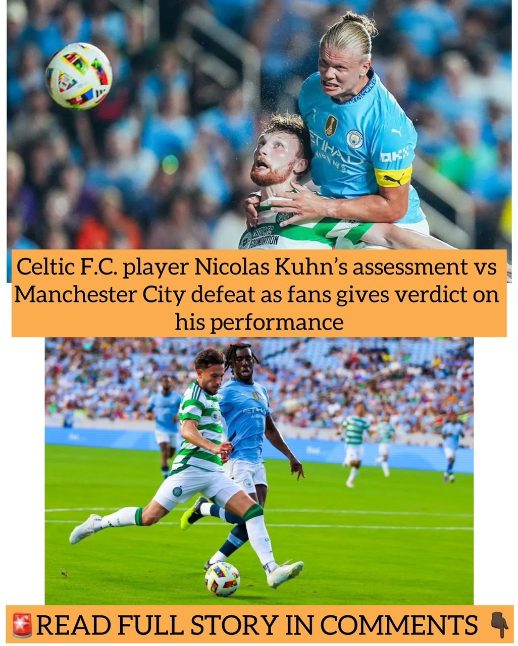 Celtic F.C. player Nicolas Kuhn’s assessment vs Manchester City defeat as fans gives verdict on his performance