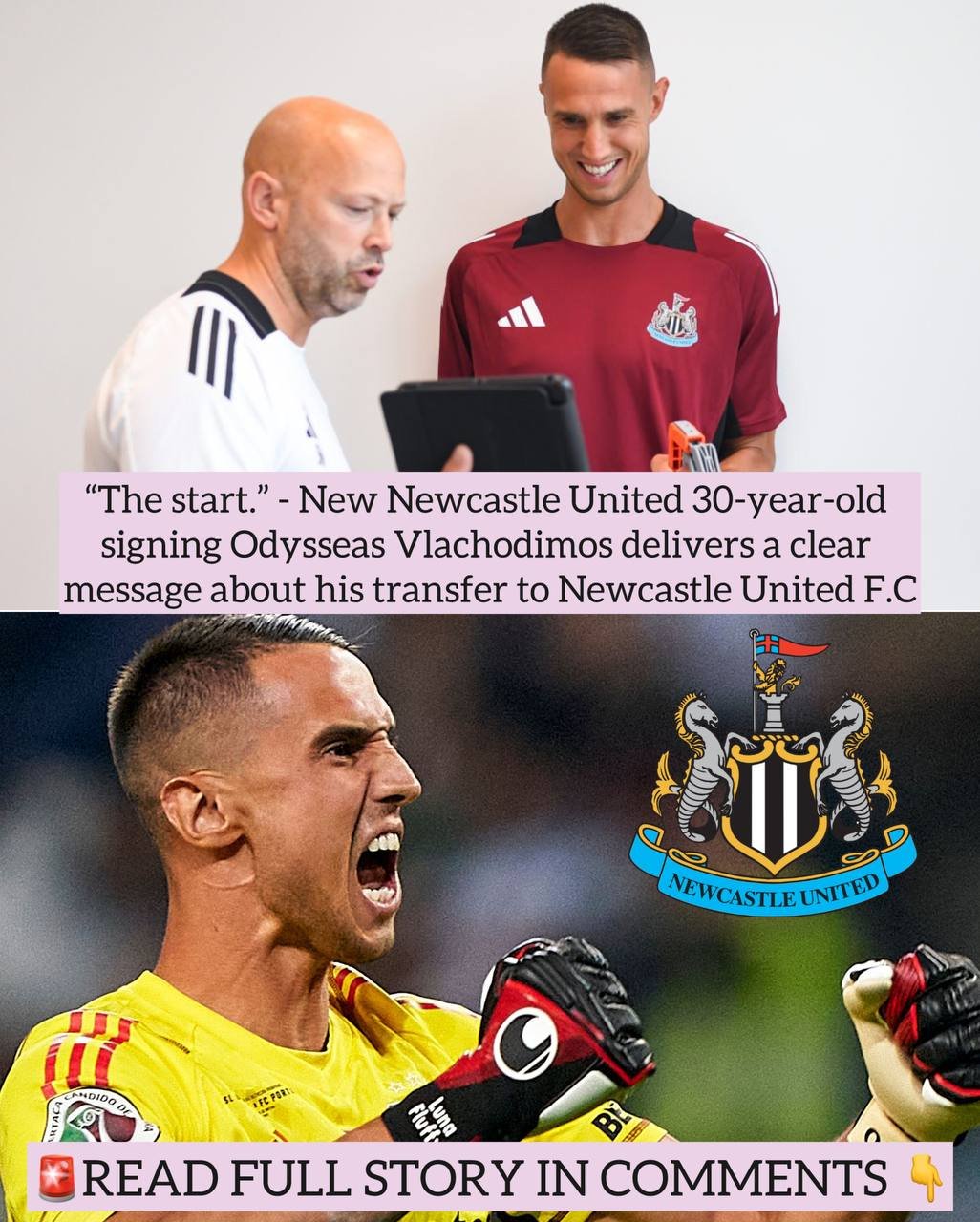 “The start.” - New Newcastle United 30-year-old signing Odysseas Vlachodimos delivers a clear message about his transfer to Newcastle United F.C