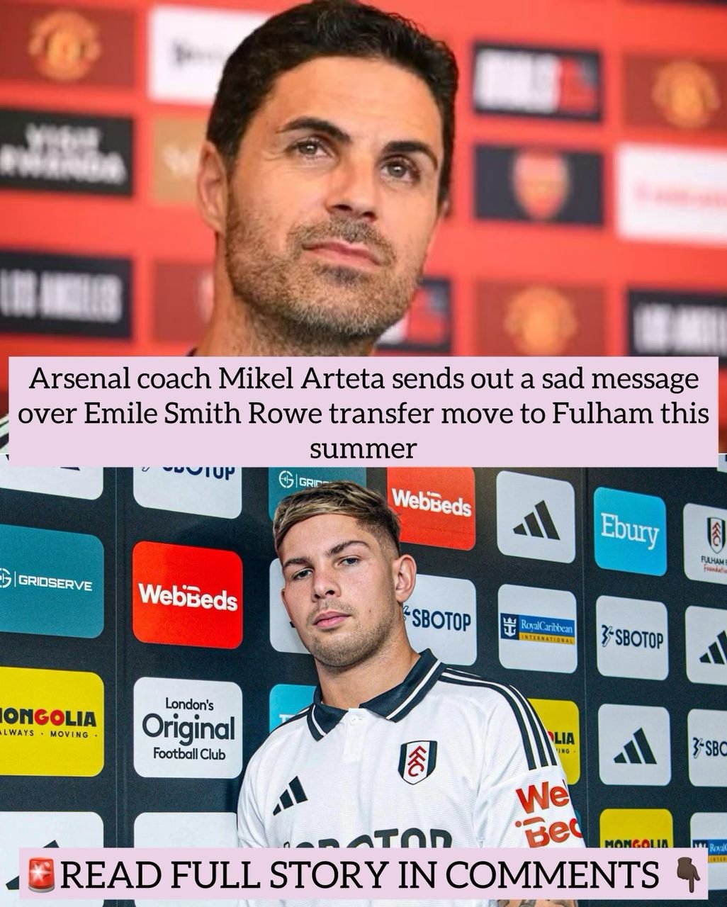 Arsenal coach Mikel Arteta sends out a sad message over Emile Smith Rowe transfer move to Fulham this summer