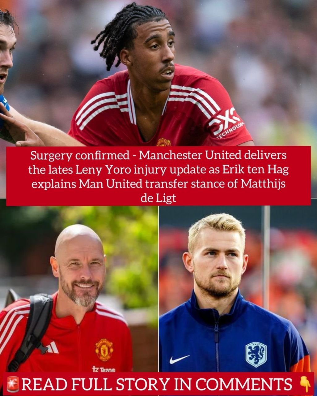 Surgery confirmed - Manchester United delivers the lates Leny Yoro injury update as Erik ten Hag explains Man United transfer stance of Matthijs de Ligt