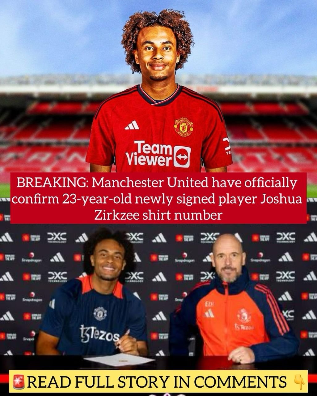 BREAKING: Manchester United have officially confirm 23-year-old newly signed player Joshua Zirkzee shirt number