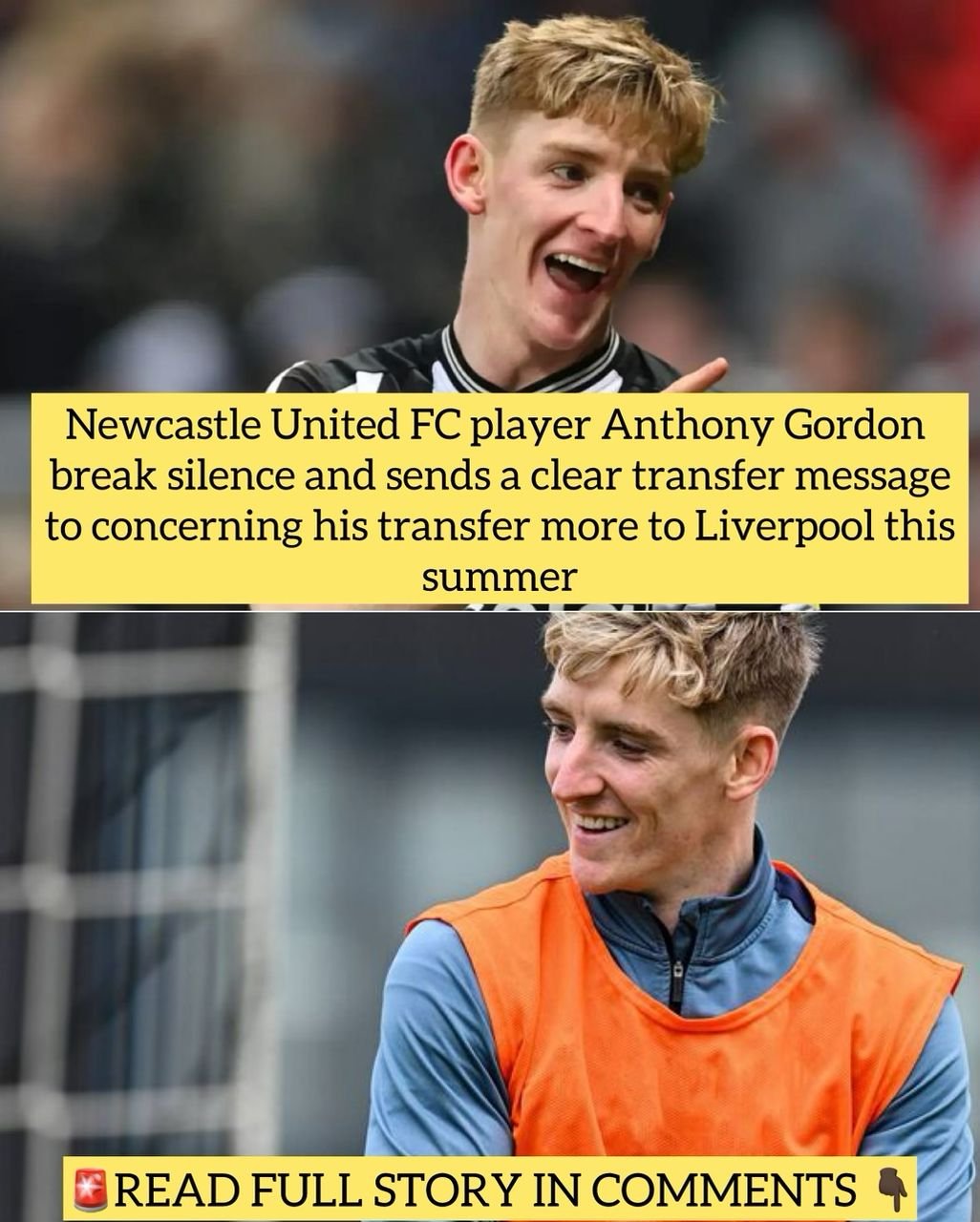 Newcastle United FC player Anthony Gordon break silence and sends a clear transfer message to concerning his transfer more to Liverpool this summer
