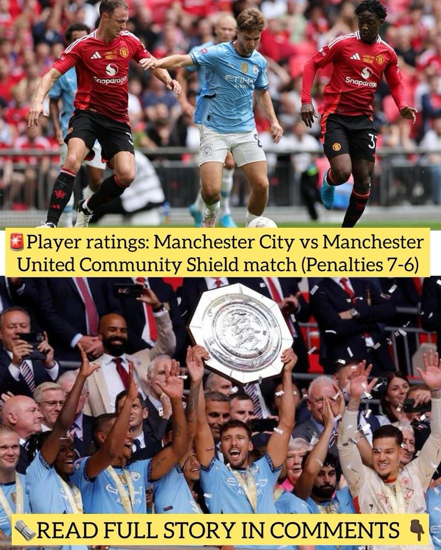 Player ratings: Manchester City vs Manchester United Community Shield match (Penalties 7-6)