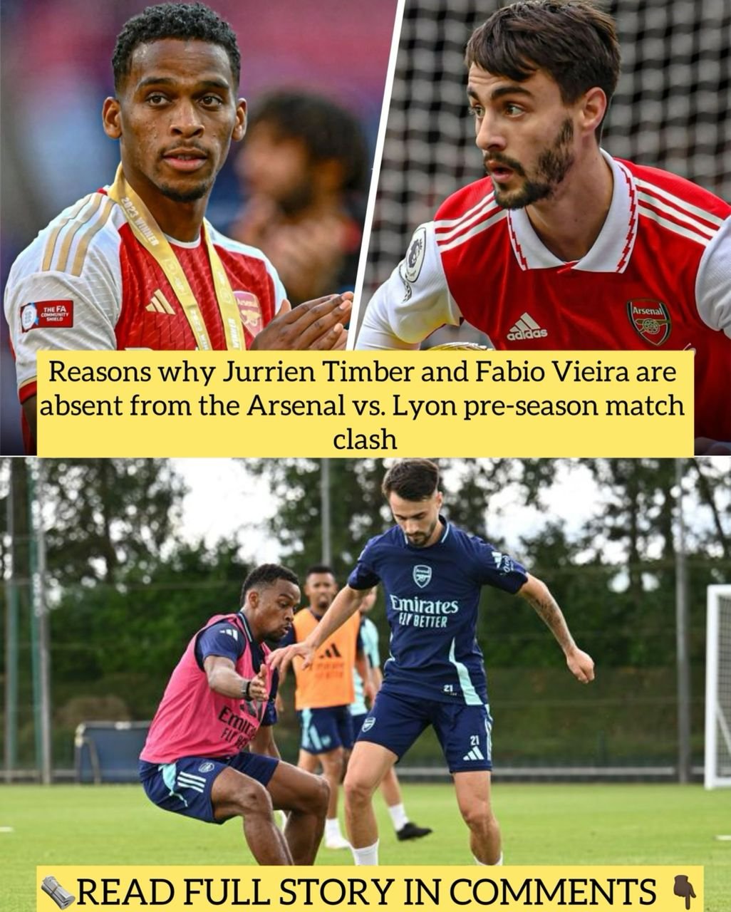 Reasons why Jurrien Timber and Fabio Vieira are absent from the Arsenal vs. Lyon pre-season match clash
