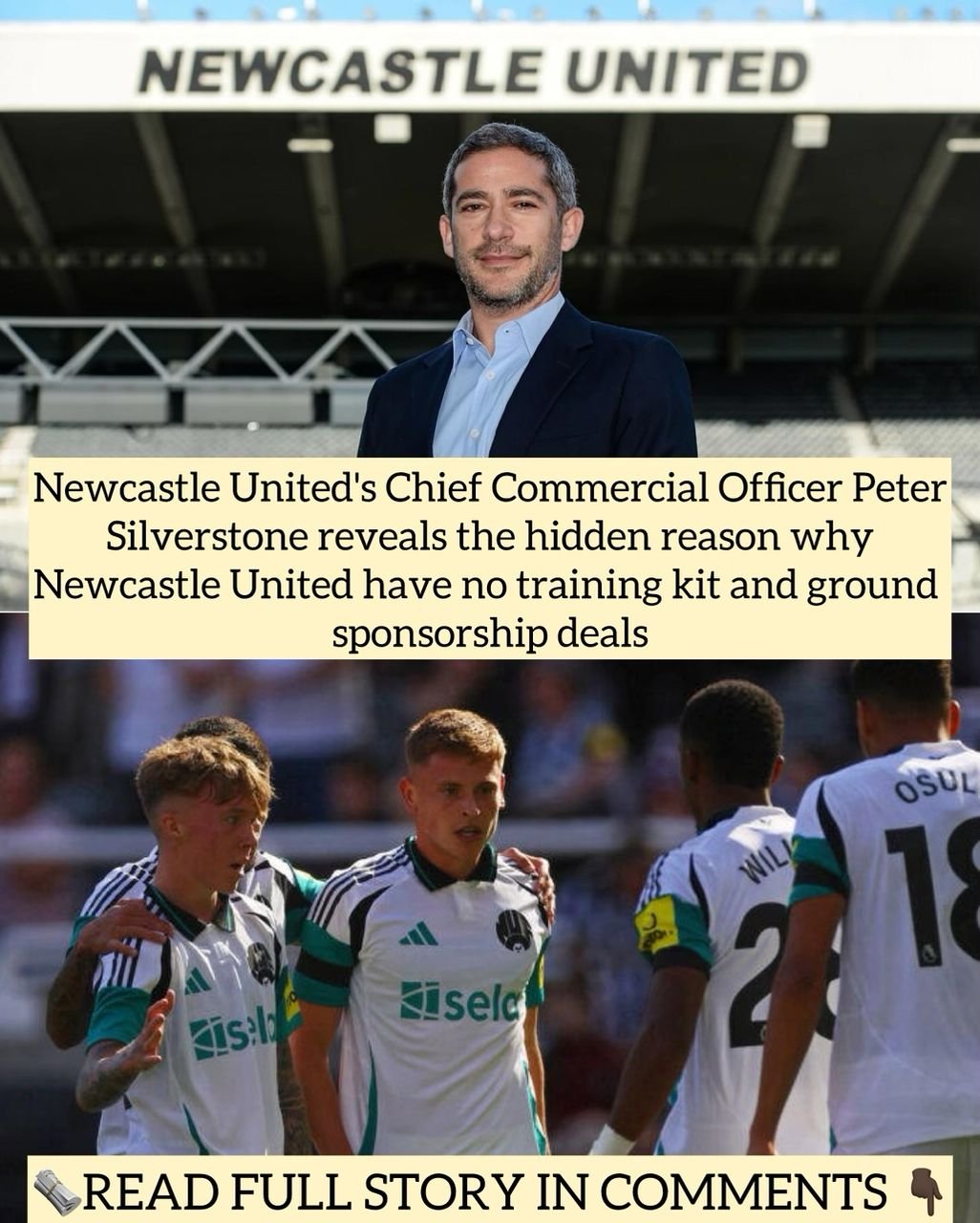 Newcastle United's Chief Commercial Officer Peter Silverstone reveals the hidden reason why Newcastle United have no training kit and ground sponsorship deals