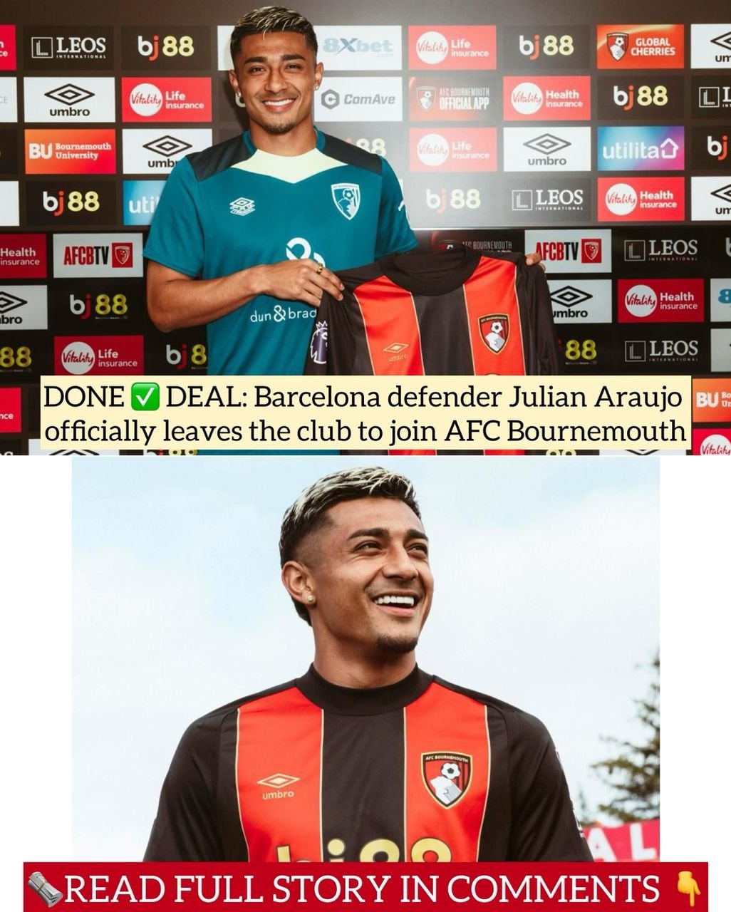 DONE DEAL: Barcelona defender Julian Araujo officially leaves the club to join AFC Bournemouth