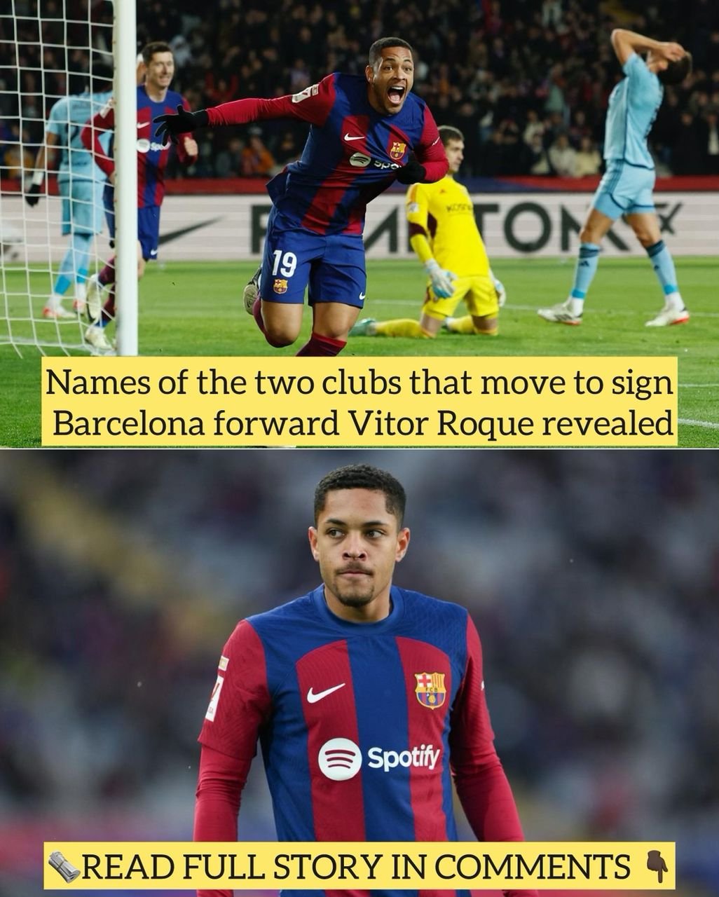 Names of the two clubs that move to sign Barcelona forward Vitor Roque revealed