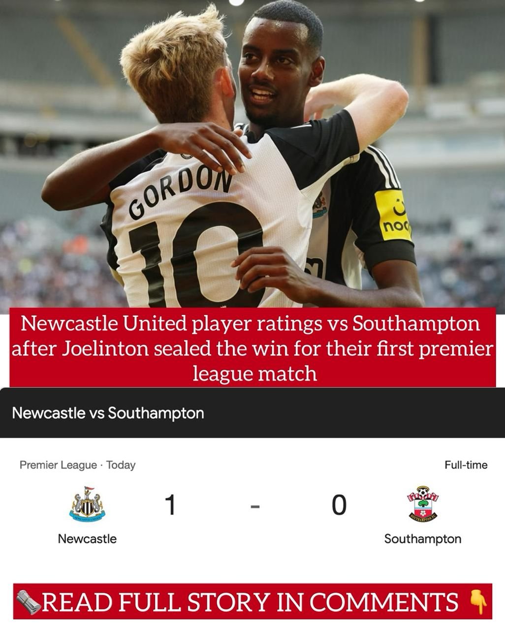 Newcastle United player ratings vs Southampton after Joelinton sealed the win for their first premier league match