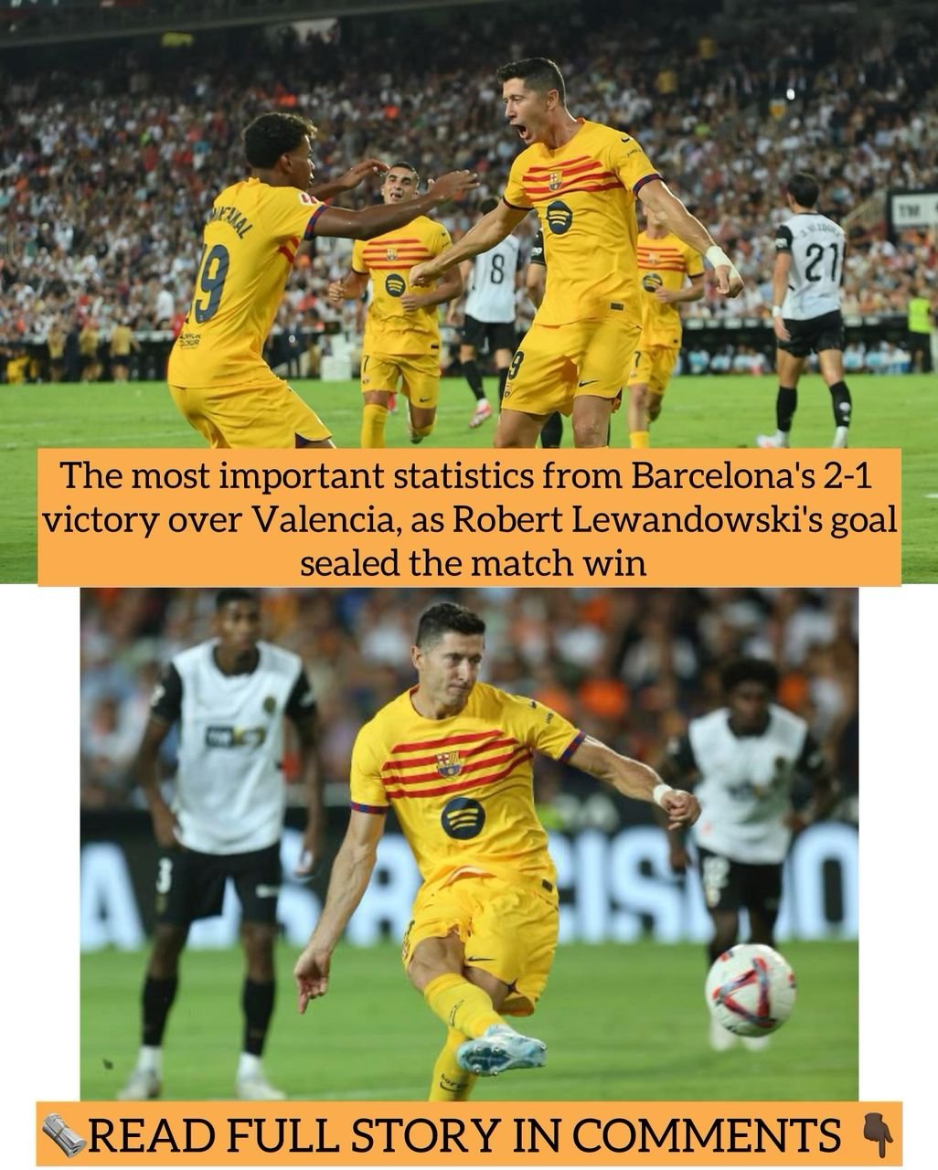 The most important statistics from Barcelona's 2-1 victory over Valencia, as Robert Lewandowski's goal sealed the match win