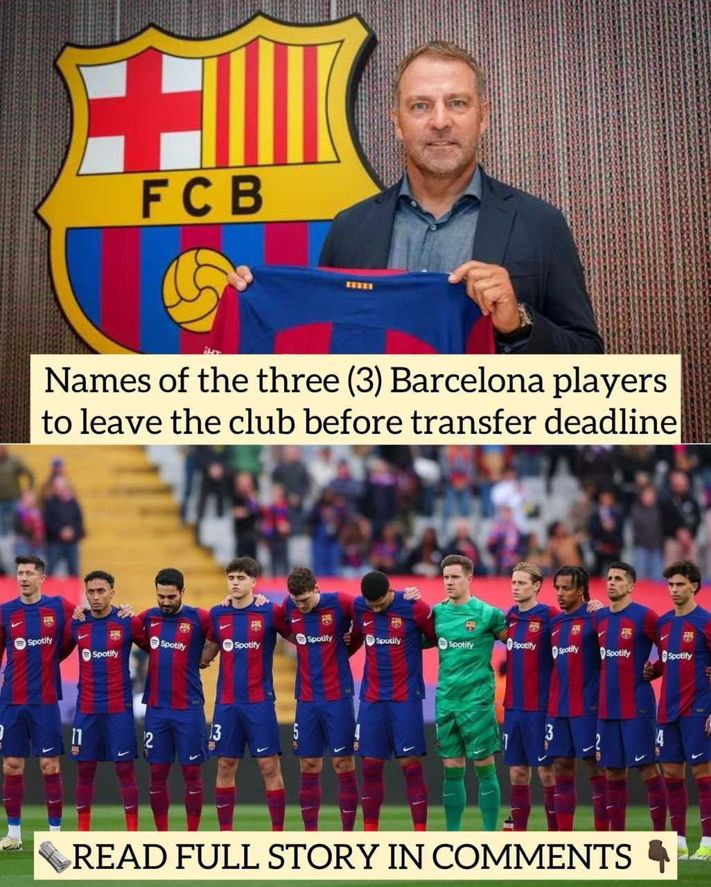 Names of the three (3) Barcelona players to leave the club before transfer deadline