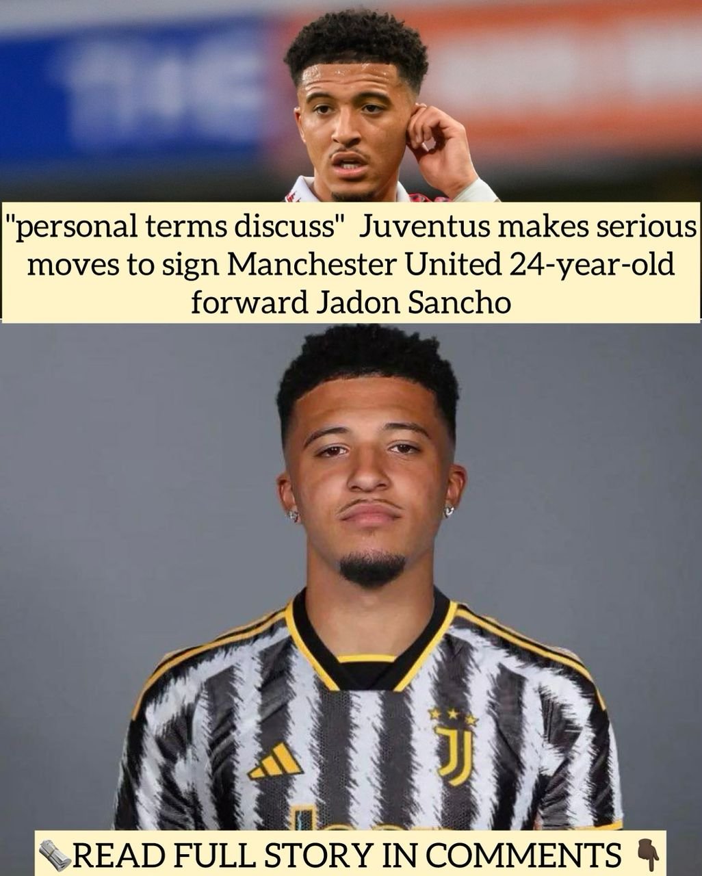 "personal terms discuss" Juventus makes serious moves to sign Manchester United 24-year-old forward Jadon Sancho