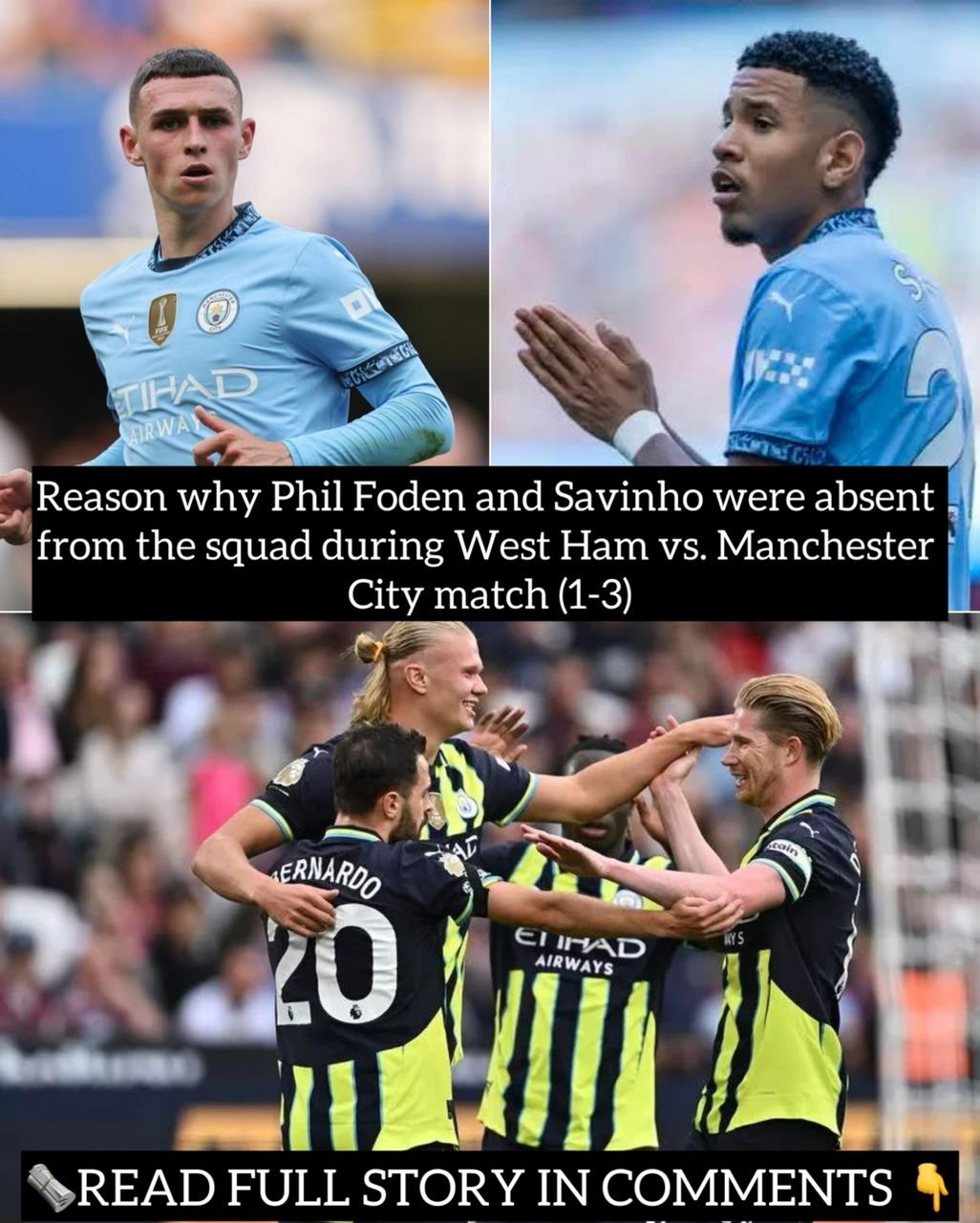 Reason why Phil Foden and Savinho were absent from the squad during West Ham United vs. Manchester City match (1-3)