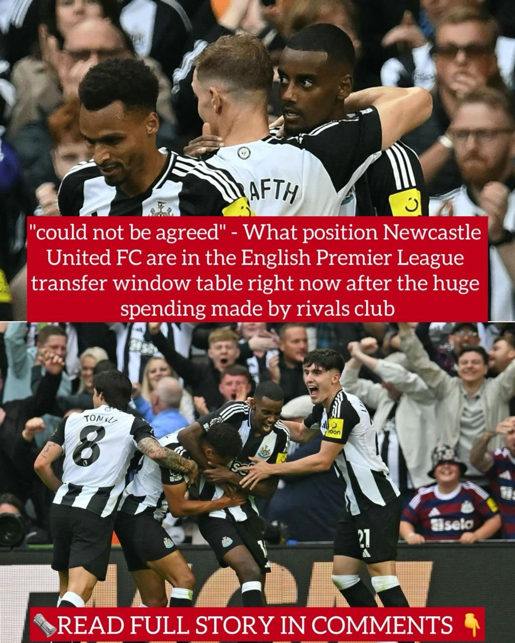 "could not be agreed" - What position Newcastle United FC are in the English Premier League transfer window table right now after the huge spending made by rivals club