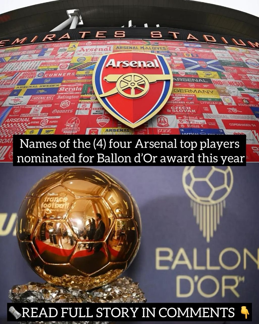 Names of the (4) four Arsenal top players nominated for Ballon d’Or award this year