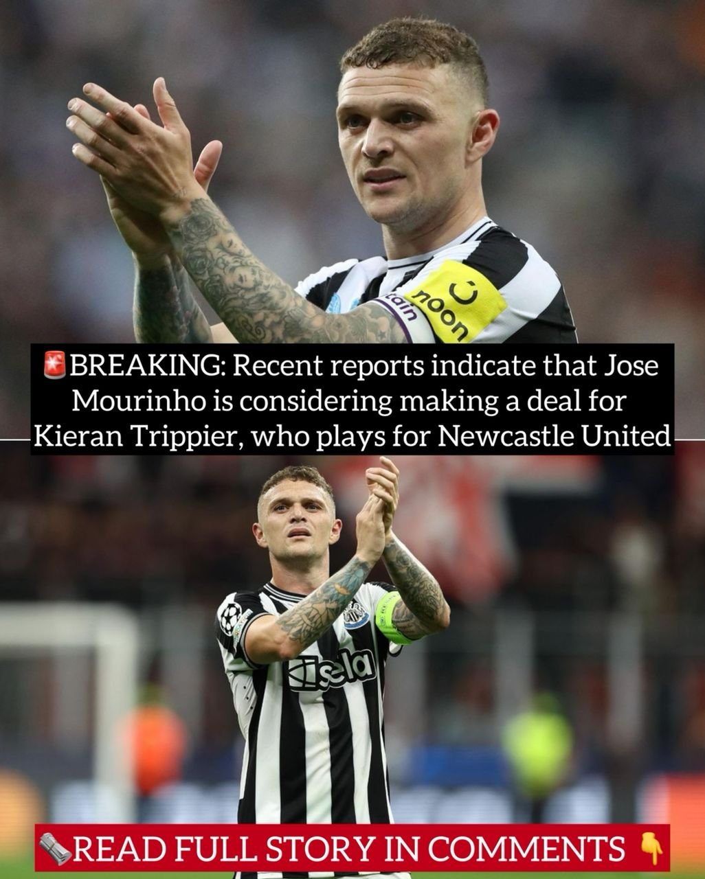 BREAKING: Recent reports indicate that Jose Mourinho is considering making a deal for Kieran Trippier, who plays for Newcastle United