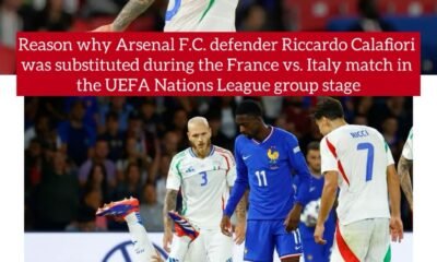 Reason why Arsenal F.C. defender Riccardo Calafiori was substituted during the France vs. Italy match in the UEFA Nations League group stage