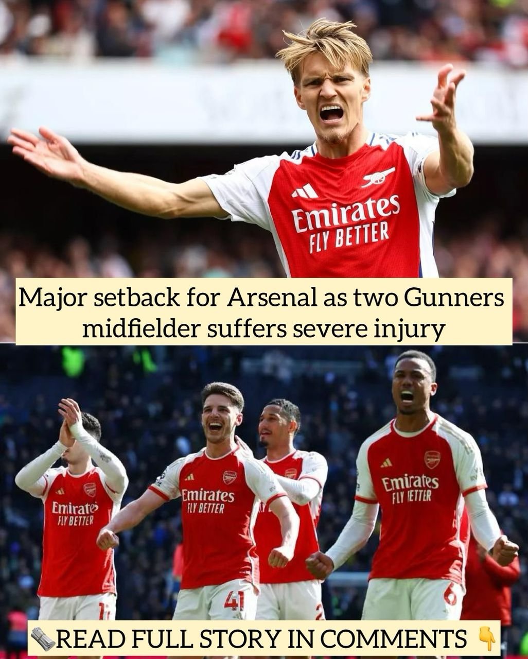 Major setback for Arsenal as two Gunners midfielder suffers severe injury