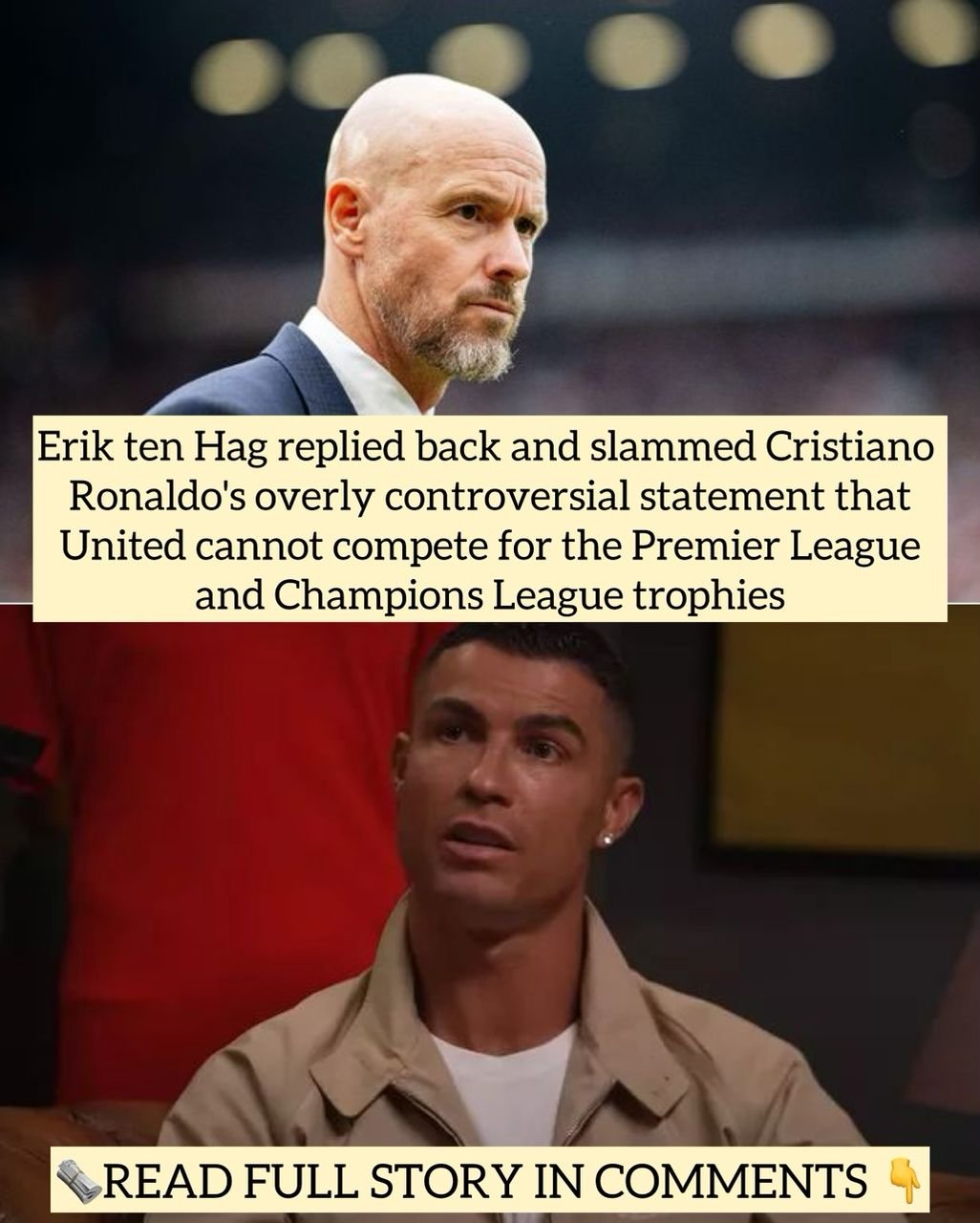 Erik ten Hag replied back and slammed Cristiano Ronaldo's overly controversial statement that United cannot compete for the Premier League and Champions League trophies