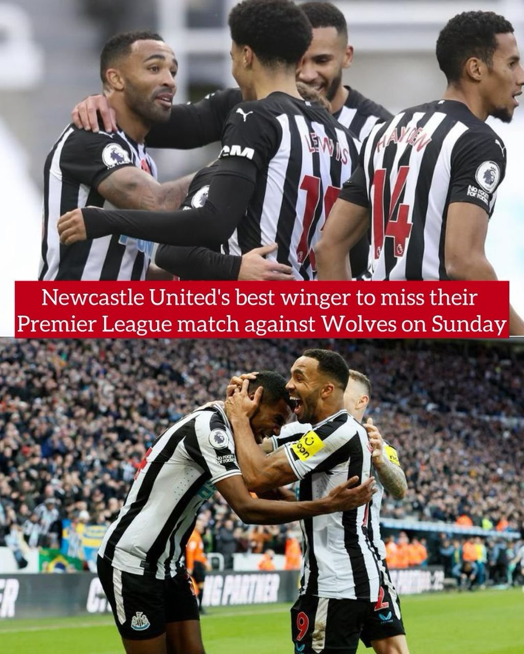 Newcastle United's best winger to miss their Premier League match against Wolves on Sunday