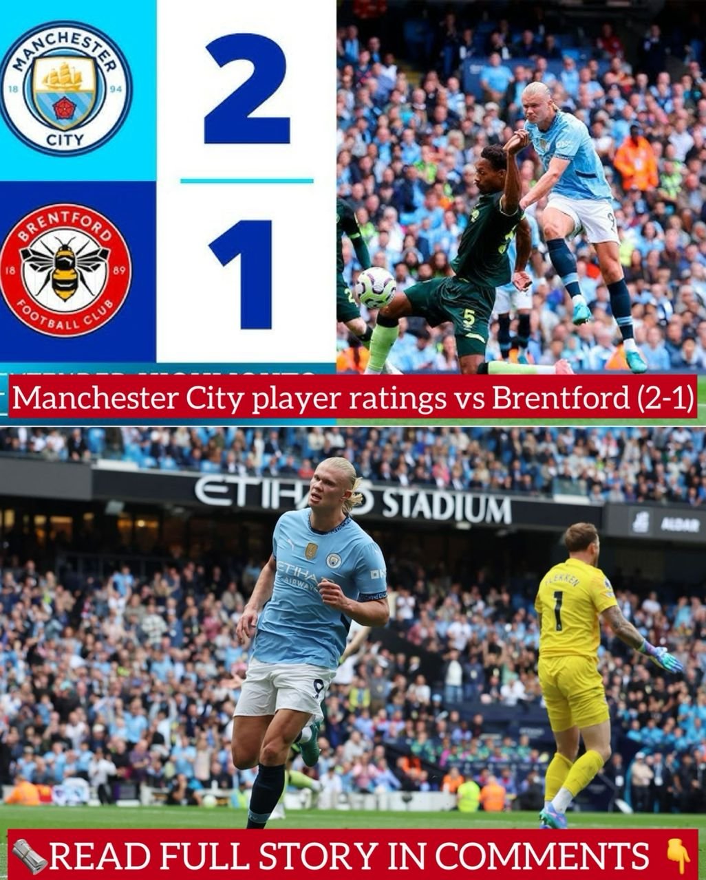 Manchester City player ratings vs Brentford (2-1)