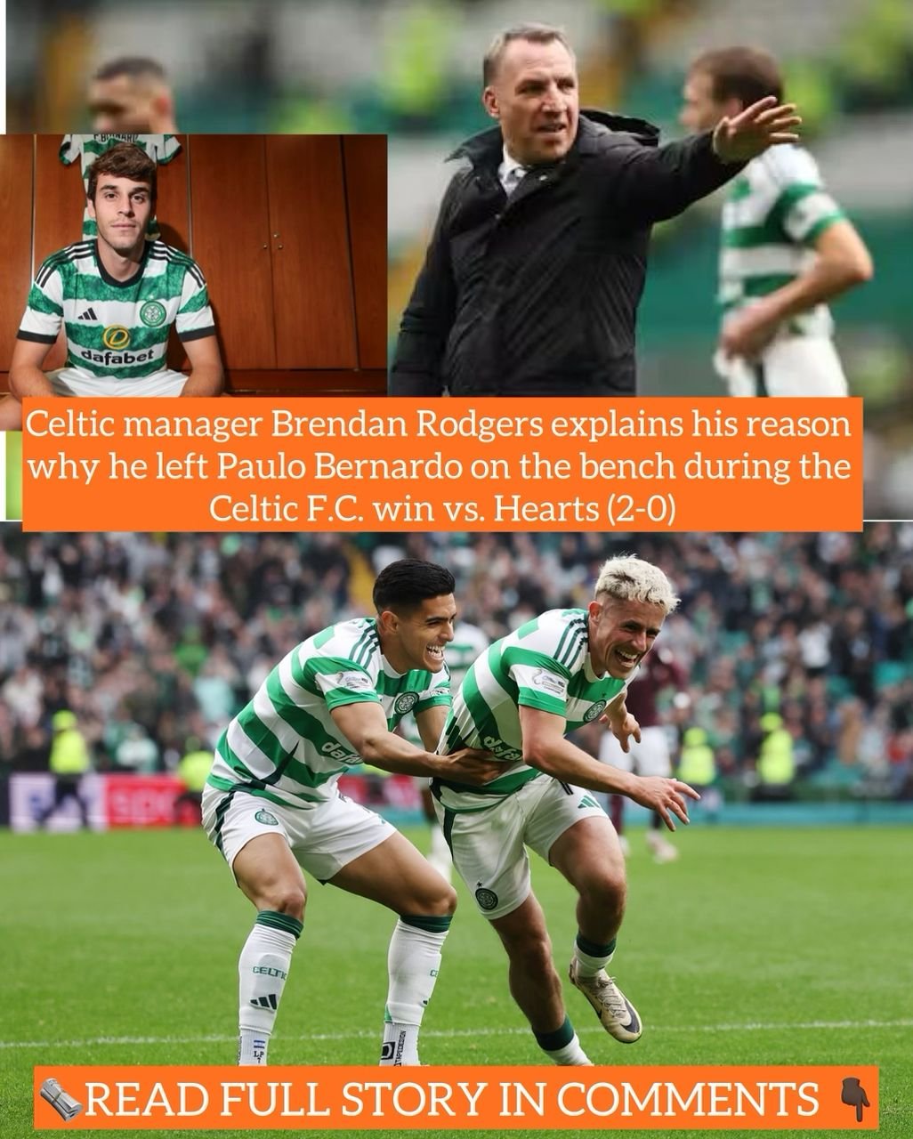 Celtic manager Brendan Rodgers explains his reason why he left Paulo Bernardo on the bench during the Celtic F.C. win vs. Hearts (2-0)