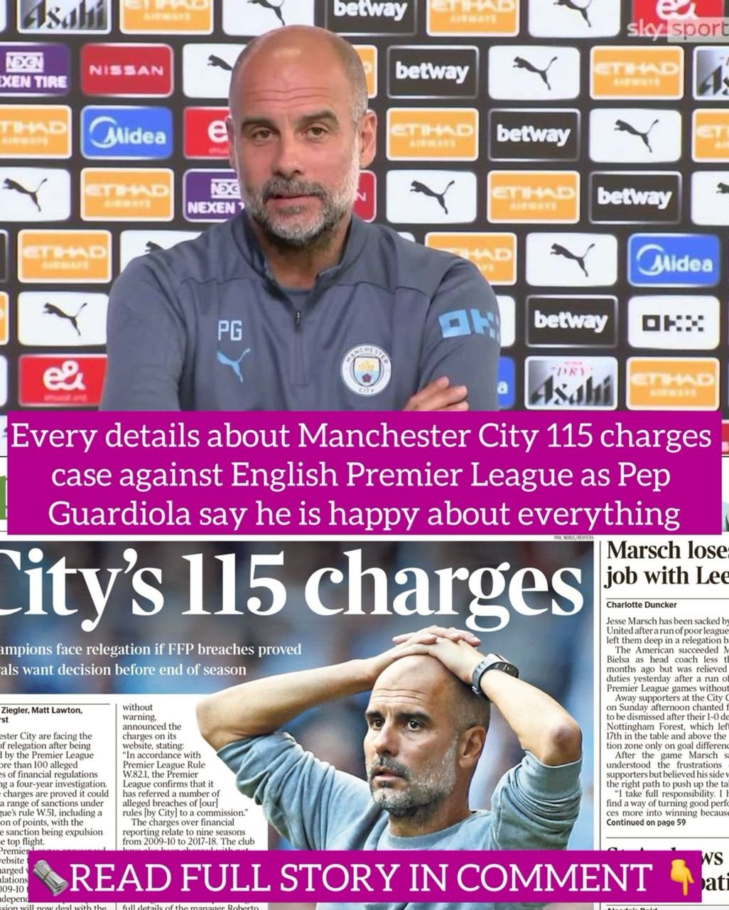 Every detail about Manchester City 115 charges case against English Premier League as Pep Guardiola says he is happy about everything