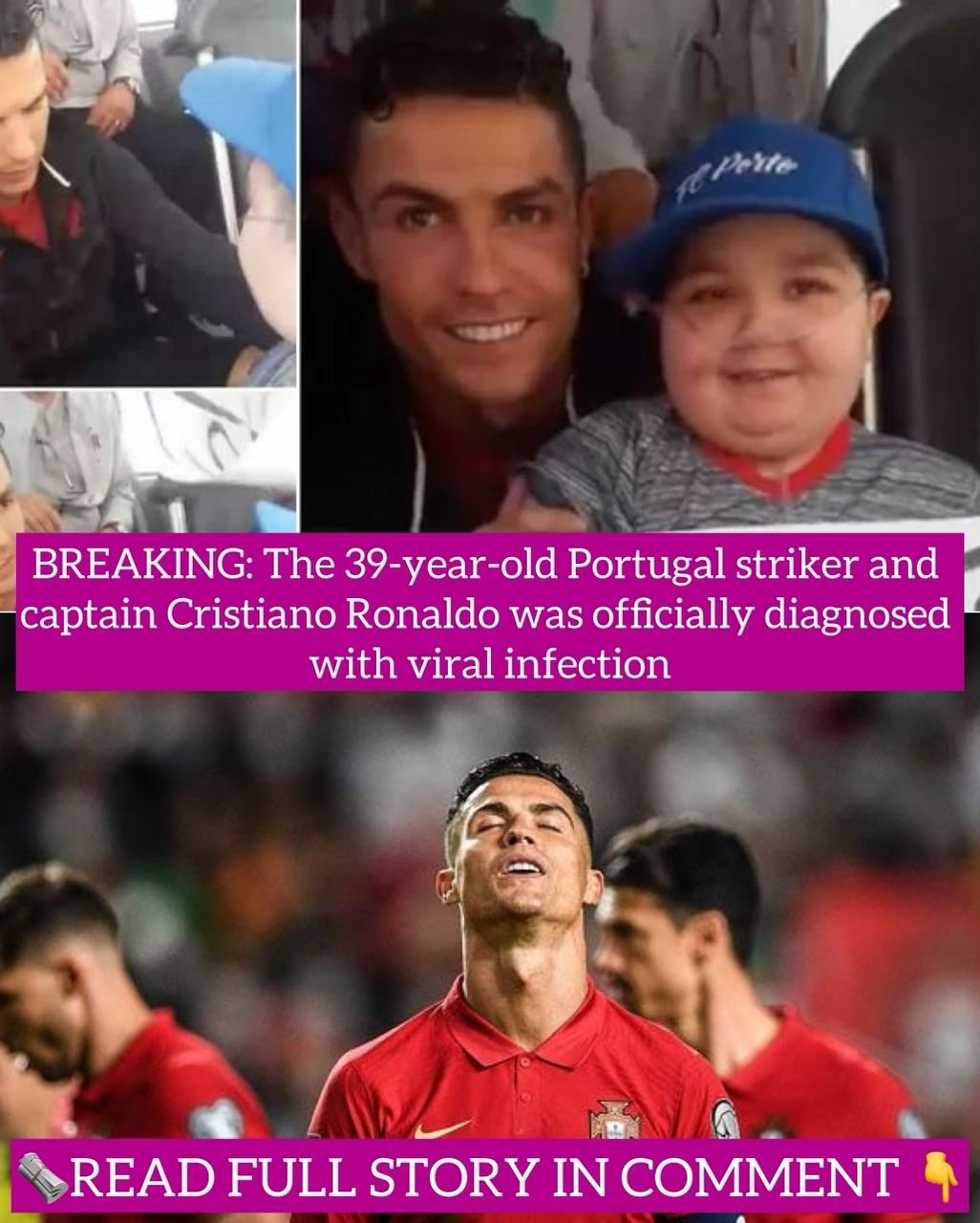 BREAKING: The 39-year-old Portugal striker and captain Cristiano Ronaldo was officially diagnosed with viral infection