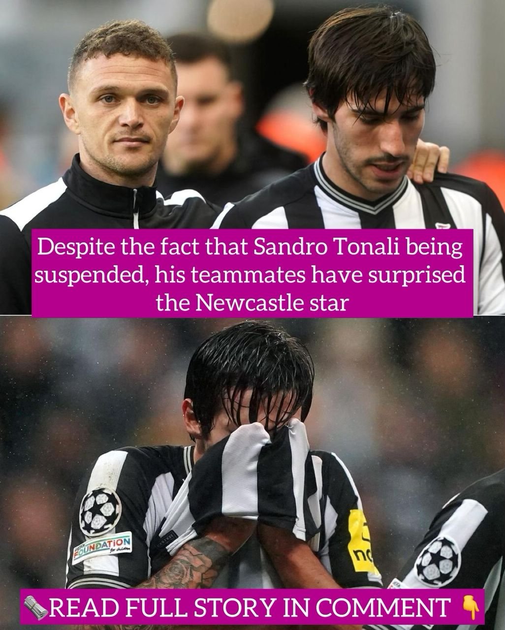 Despite the fact that Sandro Tonali being suspended, his teammates have surprised the Newcastle star