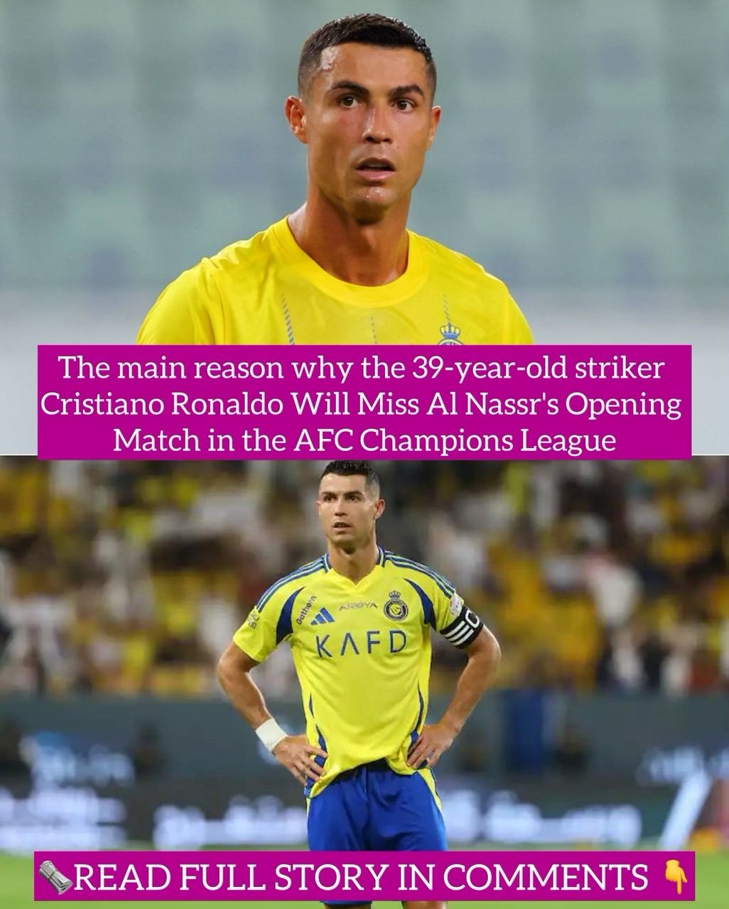 The main reason why the 39-year-old striker Cristiano Ronaldo Will Miss Al Nassr's Opening Match in the AFC Champions League