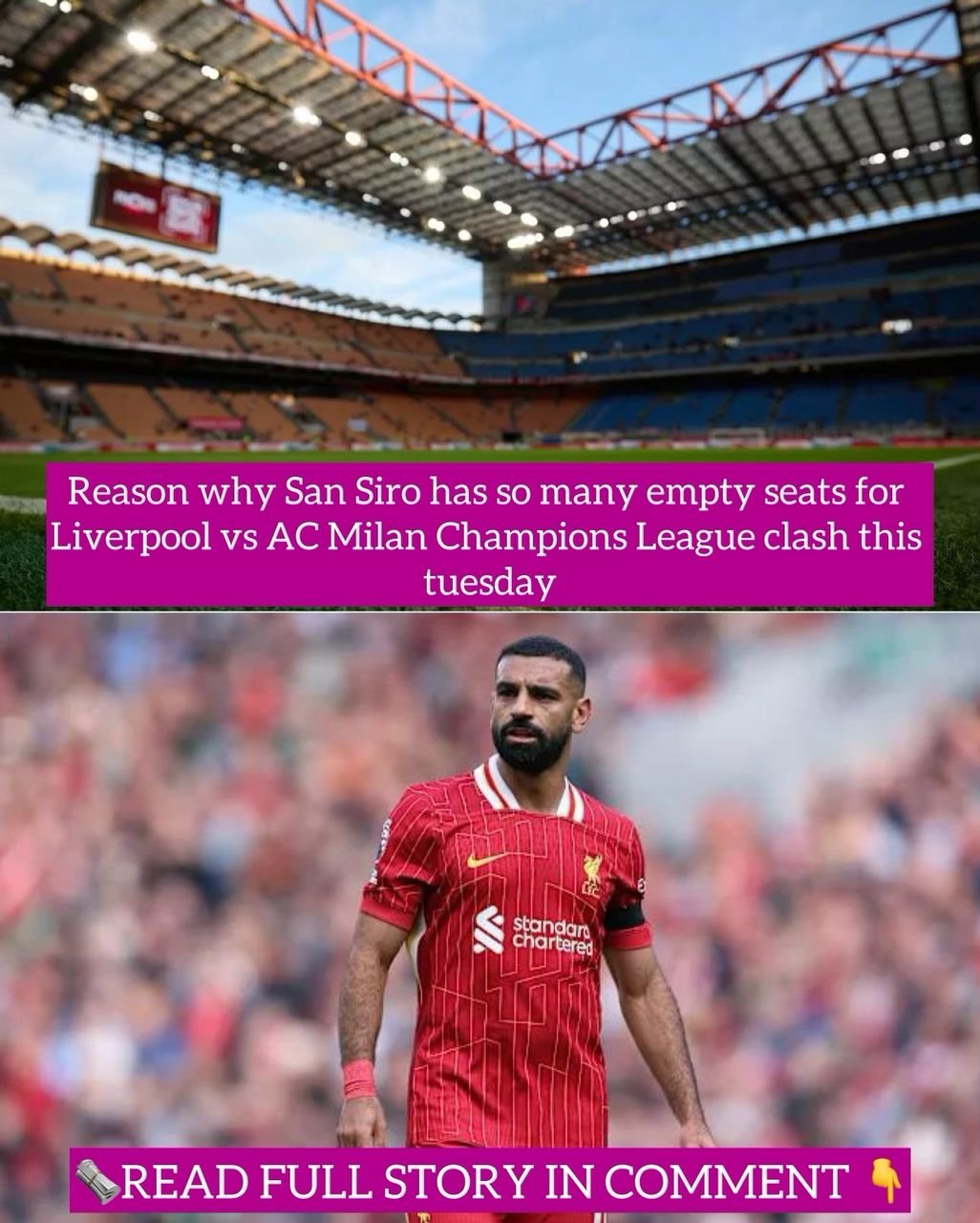 Reason why San Siro has so many empty seats for Liverpool vs AC Milan Champions League clash this tuesday