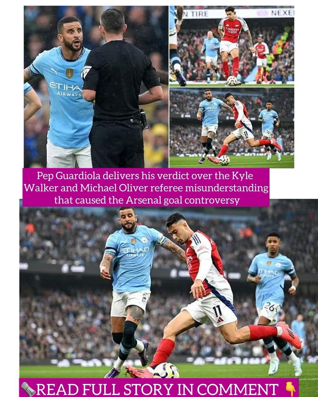 Pep Guardiola delivers his verdict over the Kyle Walker and Michael Oliver referee misunderstanding that caused the Arsenal goal controversy