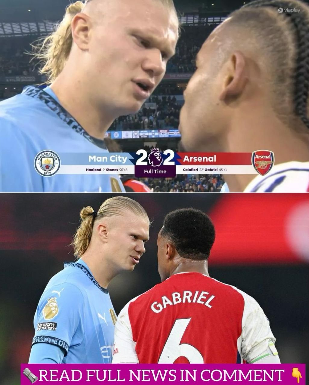 Erling Haaland sent a brutal message after he threw the ball at Arsenal's 26-year-old defender Gabriel Magalhaes angrily at their draw match on Sunday. 