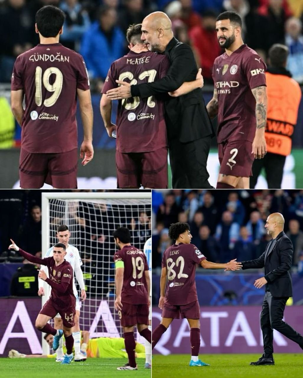 Manchester City midfielder Phil Foden delivers a three-word comment to his teammate Rico Lewis after the 4-0 win Manchester City’s against Slovan Bratislava in the UEFA Champions League match