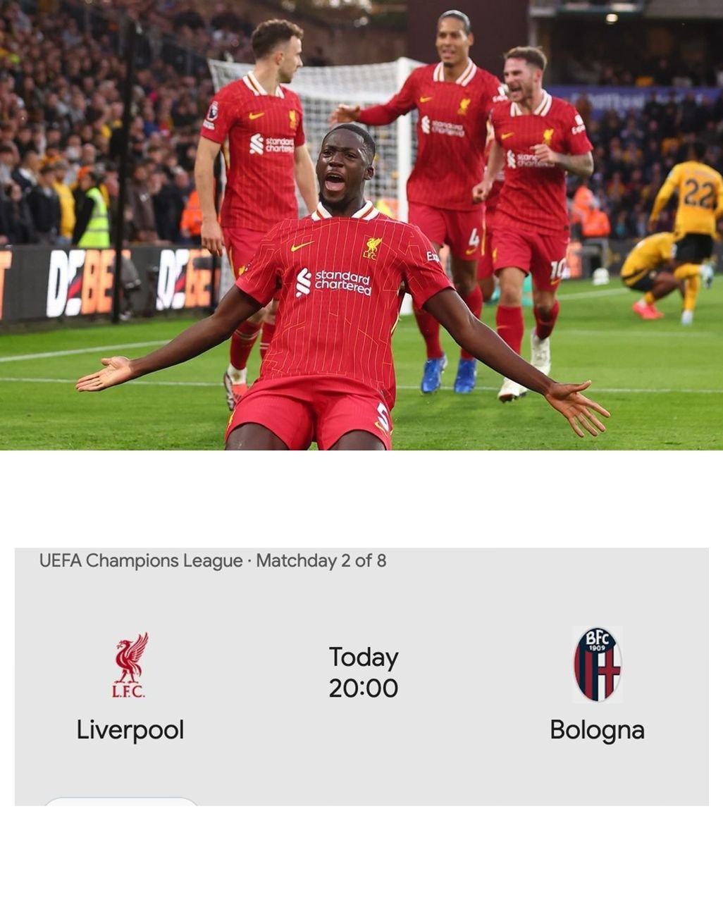 Huge changes might affect Liverpool vs Bologna UEFA Champions League match as some few players might surface in the game