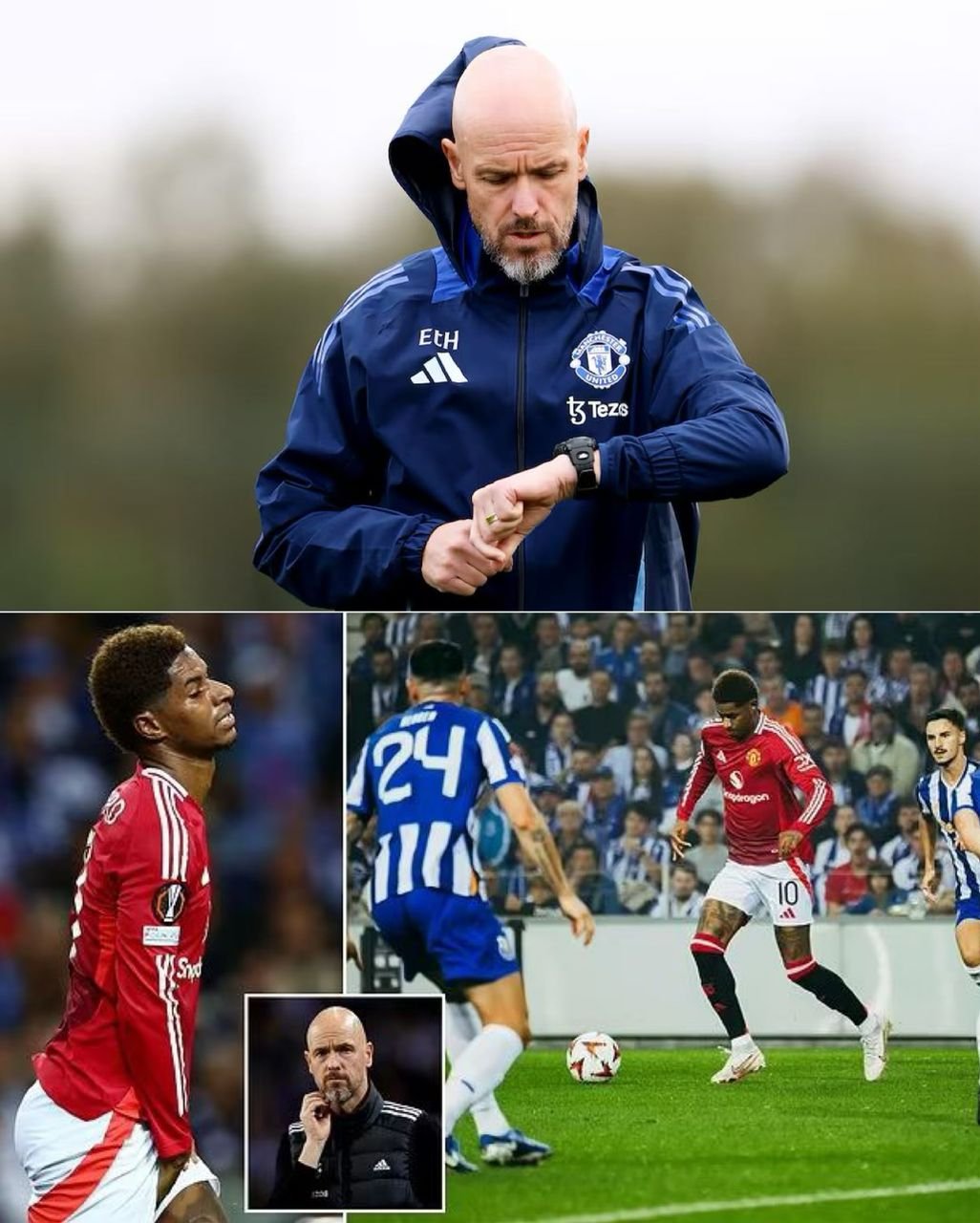 Manchester United coach Erik ten Hag explains why he substituted Marcus Rashford at half-time against Porto int the Europa League