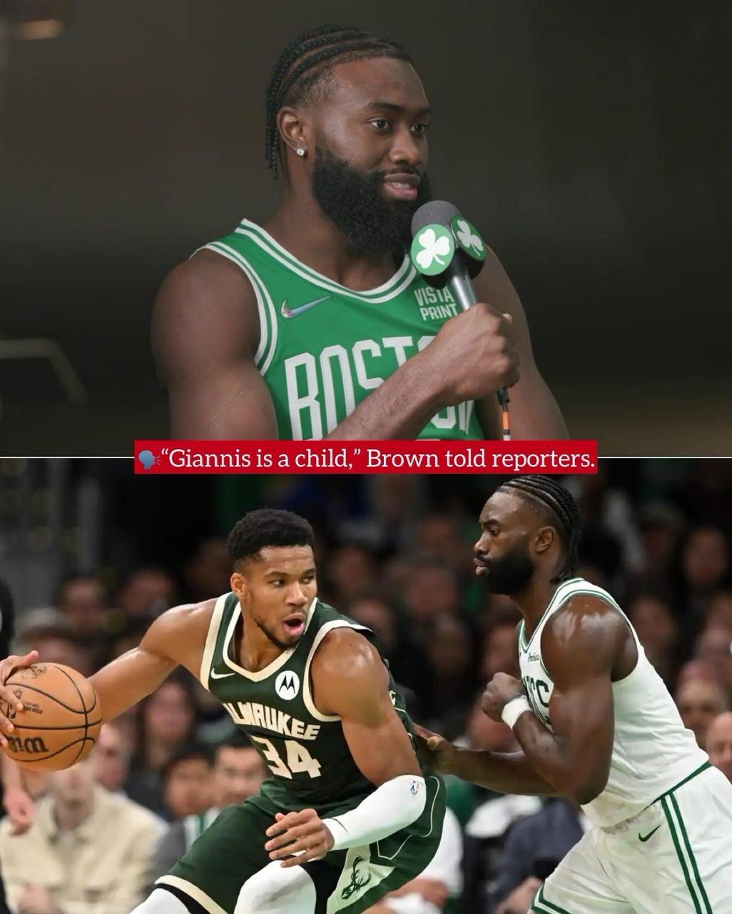 “Giannis is a child,” - Boston Celtics Shooting guard Jaylen Brown brutally blast Giannis Antetokounmpo with a strong statement After Celtics Win