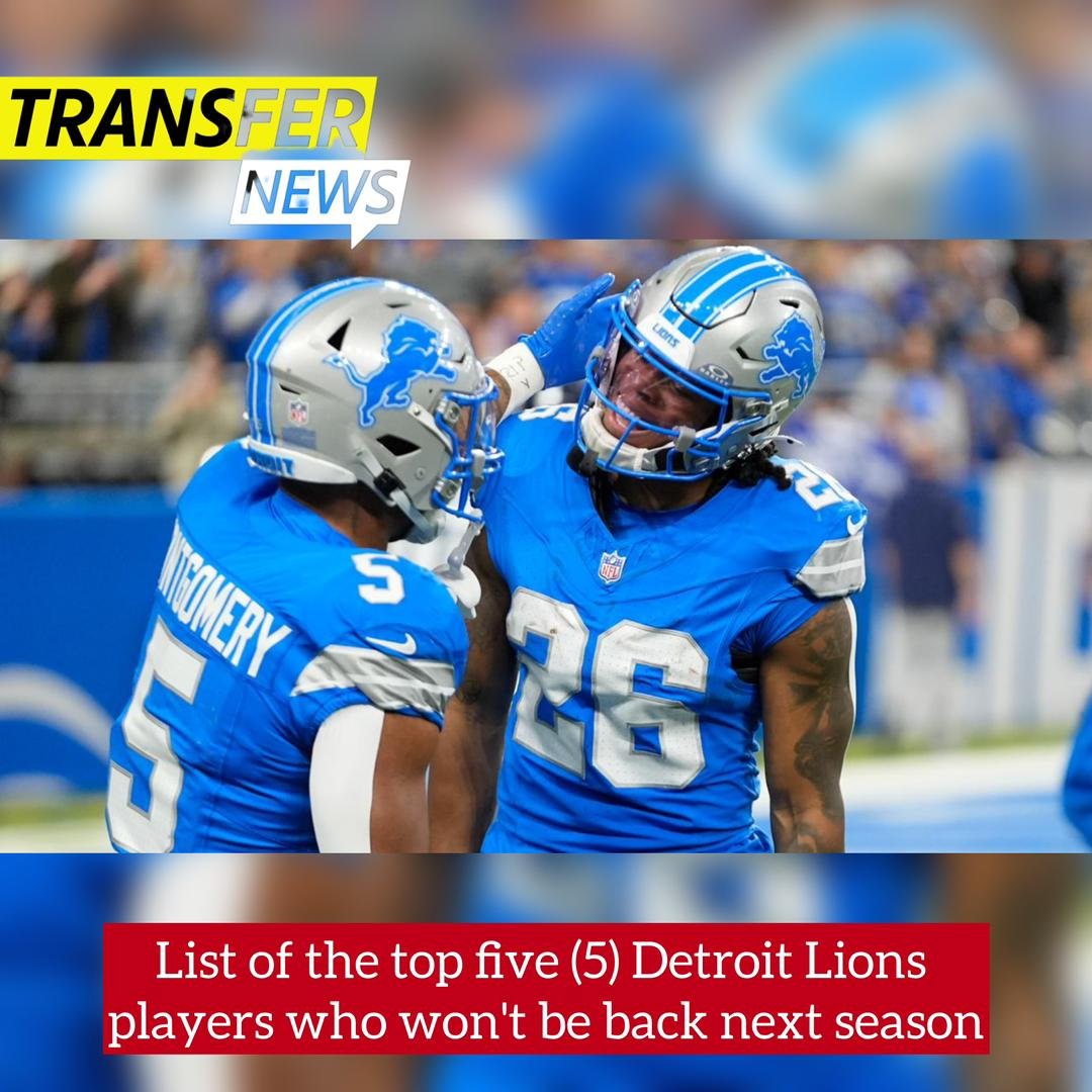 List of the top five (5) Detroit Lions players who won't be back next season