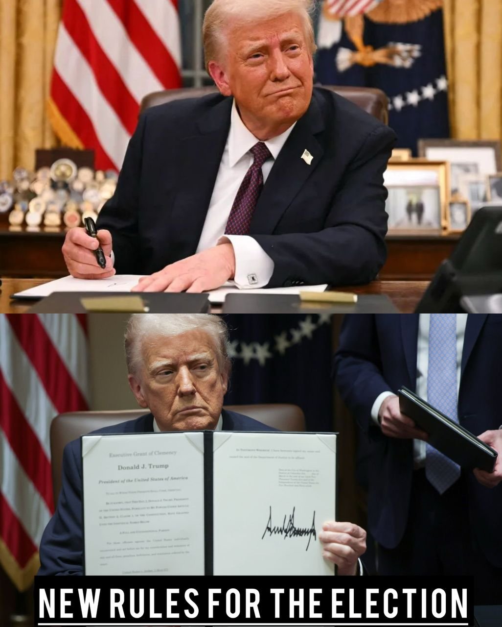 78-year-old U.S. President Donald Trump signs a new order that changes the rules for the election.