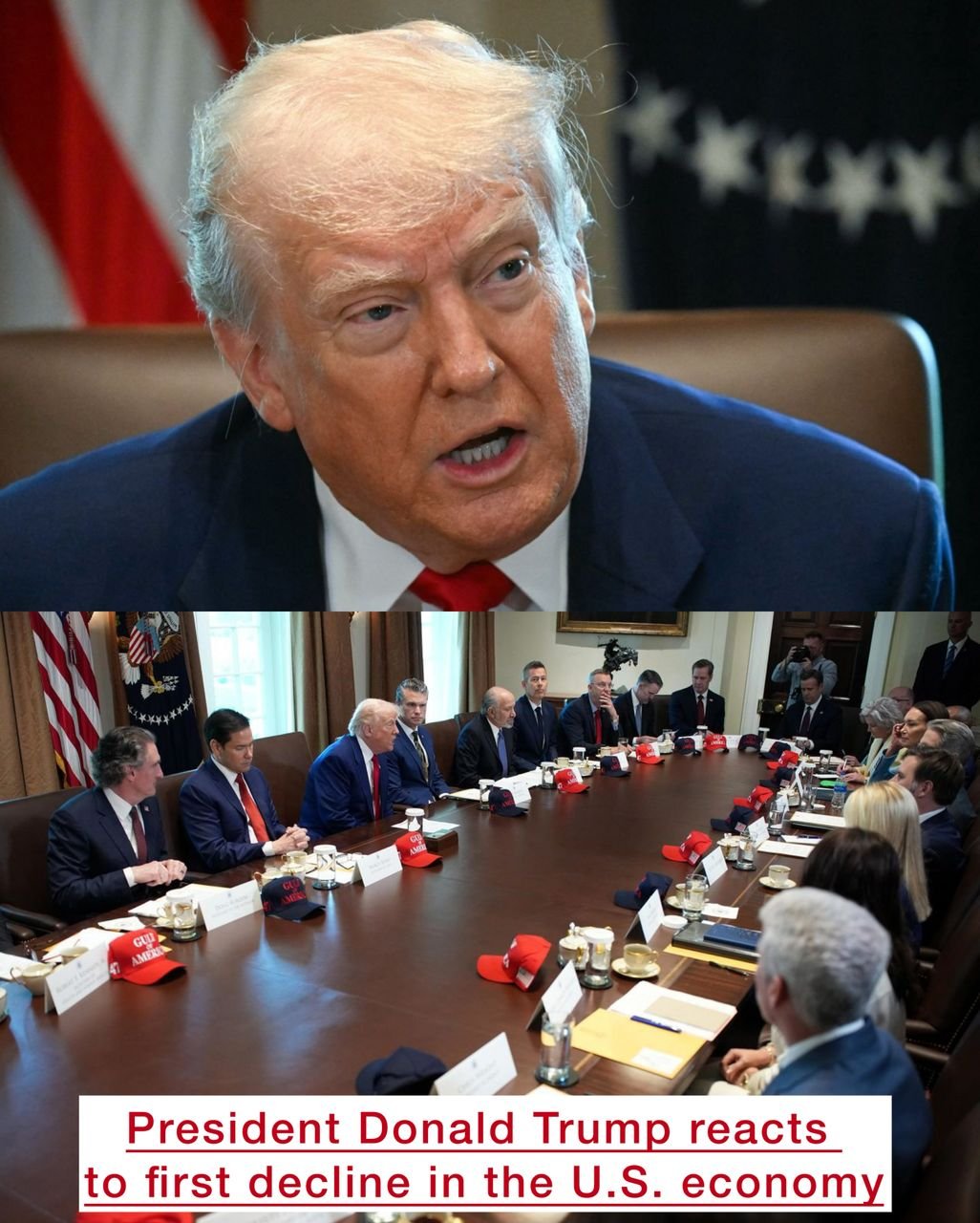 boom ''like no other.'' Donald Trump reacts to first decline in the U.S. economy in three (3) years after impose tariff effects with a direct message