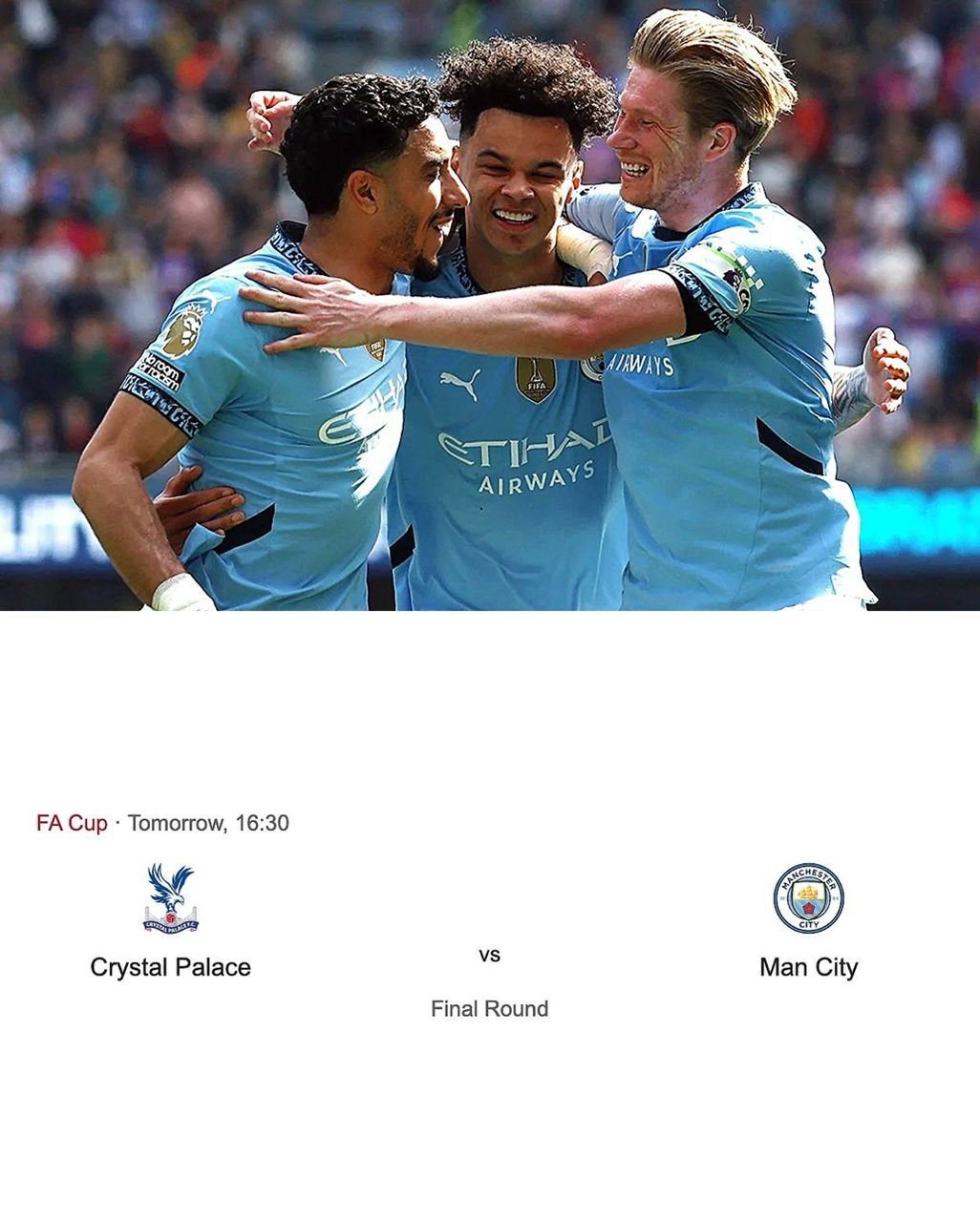 Manchester City predicted FA Cup final starting Lineup to face against Crystal Palace on saturday